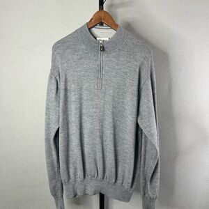 Peter Millar Quarter Zip Long Sleeve XL Gray Golf Athletic Merino Wool & Silk